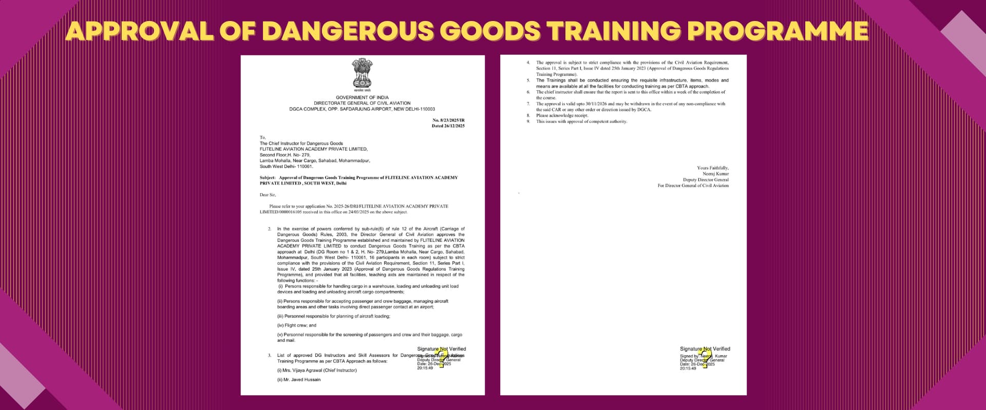 Approval Of Dangerous Goods Training Programme
